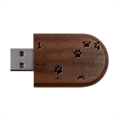 Pawprints Paw Prints Paw Animal Wood Oval Usb Flash Drive by Apen