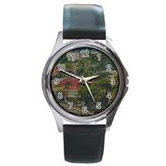 Samborondon District Aerial View Shot, Guayas, Ecuador Round Metal Watch by dflcprintsclothing