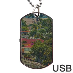 Samborondon District Aerial View Shot, Guayas, Ecuador Dog Tag Usb Flash (two Sides) by dflcprintsclothing