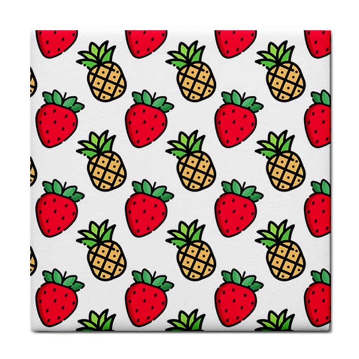 Strawberries Pineapples Fruits Tile Coaster