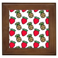 Strawberries Pineapples Fruits Framed Tile by Loisa77