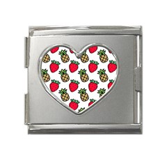 Strawberries Pineapples Fruits Mega Link Heart Italian Charm (18mm)