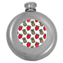 Strawberries Pineapples Fruits Round Hip Flask (5 Oz) by Loisa77