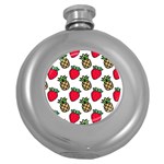 Strawberries Pineapples Fruits Round Hip Flask (5 oz) Front