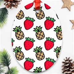 Strawberries Pineapples Fruits Oval Ornament (two Sides)