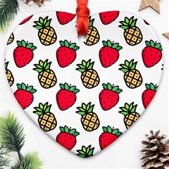 Strawberries Pineapples Fruits Heart Ornament (two Sides)