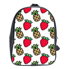 Strawberries Pineapples Fruits School Bag (large) by Loisa77