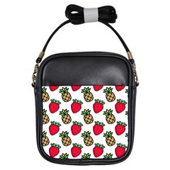 Strawberries Pineapples Fruits Girls Sling Bag by Loisa77