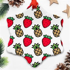 Strawberries Pineapples Fruits Snowflake Ornament (two Sides)