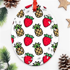 Strawberries Pineapples Fruits Oval Filigree Ornament (two Sides)