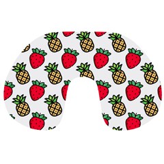 Strawberries Pineapples Fruits Travel Neck Pillow by Loisa77