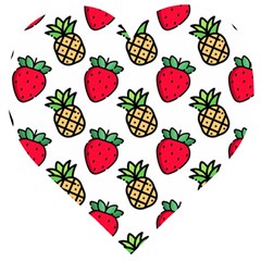 Strawberries Pineapples Fruits Wooden Puzzle Heart by Loisa77