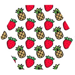 Strawberries Pineapples Fruits Wooden Puzzle Hexagon by Loisa77