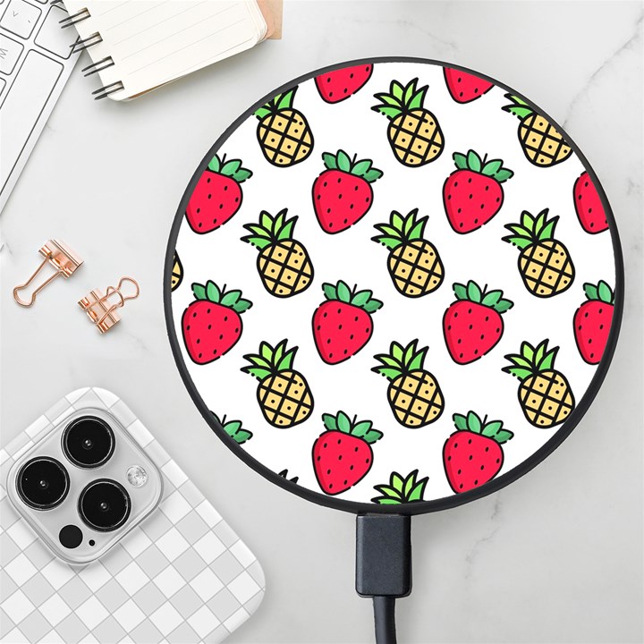 Strawberries Pineapples Fruits Wireless Fast Charger(Black)