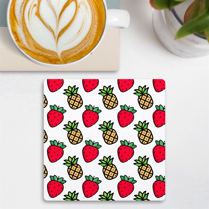 Strawberries Pineapples Fruits UV Print Square Tile Coaster 