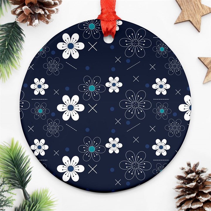 Blue Background Abstract Seamless Ornament (Round)