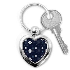 Blue Background Abstract Seamless Key Chain (heart) by Loisa77