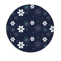 Blue Background Abstract Seamless Mini Round Pill Box by Loisa77