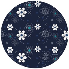 Blue Background Abstract Seamless Wooden Puzzle Round by Loisa77