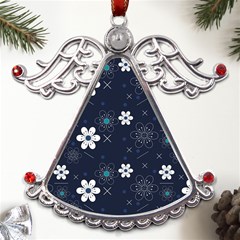 Blue Background Abstract Seamless Metal Angel With Crystal Ornament