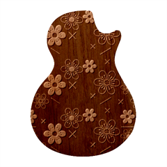 Blue Background Abstract Seamless Guitar Shape Wood Guitar Pick Holder Case And Picks Set by Loisa77