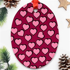 Pattern Pink Abstract Heart Ornament (oval)