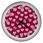 Pattern Pink Abstract Heart Wall Clock (Silver) Front