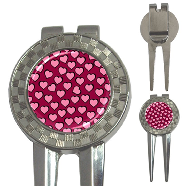 Pattern Pink Abstract Heart 3-in-1 Golf Divots