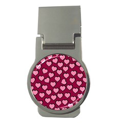 Pattern Pink Abstract Heart Money Clips (round)  by Loisa77