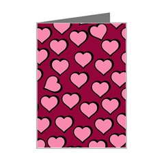 Pattern Pink Abstract Heart Mini Greeting Card by Loisa77