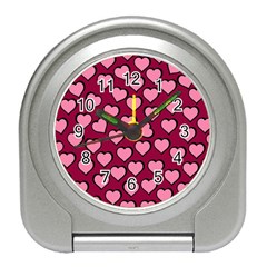 Pattern Pink Abstract Heart Travel Alarm Clock by Loisa77