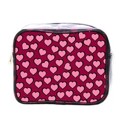 Pattern Pink Abstract Heart Mini Toiletries Bag (one Side) by Loisa77