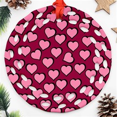 Pattern Pink Abstract Heart Ornament (round Filigree)