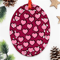 Pattern Pink Abstract Heart Ornament (oval Filigree)