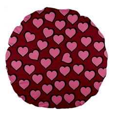 Pattern Pink Abstract Heart Large 18  Premium Round Cushions by Loisa77