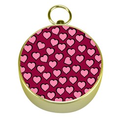 Pattern Pink Abstract Heart Gold Compasses by Loisa77