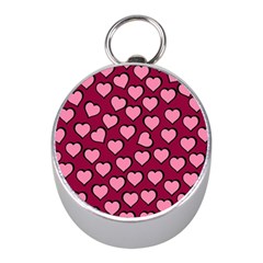 Pattern Pink Abstract Heart Mini Silver Compasses by Loisa77