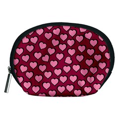 Pattern Pink Abstract Heart Accessory Pouch (medium) by Loisa77