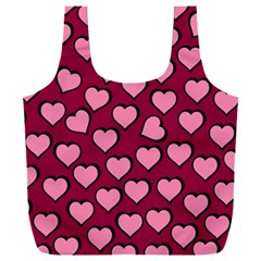 Pattern Pink Abstract Heart Full Print Recycle Bag (xxl) by Loisa77