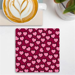 Pattern Pink Abstract Heart Uv Print Square Tile Coaster  by Loisa77