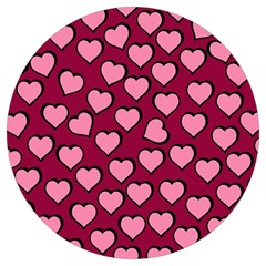 Pattern Pink Abstract Heart Round Trivet by Loisa77