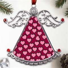 Pattern Pink Abstract Heart Metal Angel With Crystal Ornament