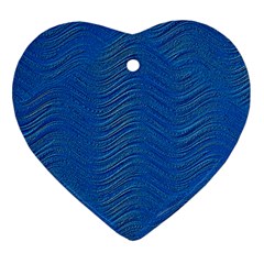 Blue Wave Abstract Texture Seamless Ornament (heart) by Loisa77