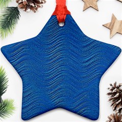 Blue Wave Abstract Texture Seamless Ornament (star)