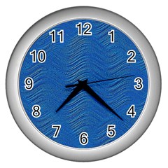 Blue Wave Abstract Texture Seamless Wall Clock (silver) by Loisa77