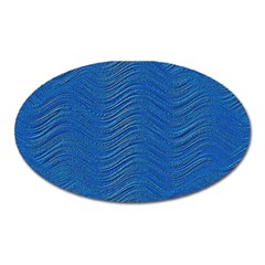 Blue Wave Abstract Texture Seamless Oval Magnet by Loisa77