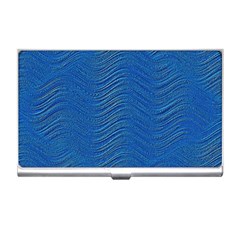 Blue Wave Abstract Texture Seamless Business Card Holder by Loisa77