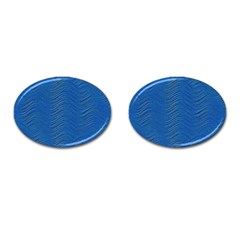 Blue Wave Abstract Texture Seamless Cufflinks (oval) by Loisa77