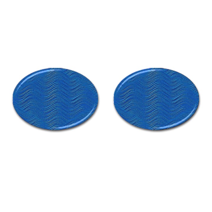 Blue Wave Abstract Texture Seamless Cufflinks (Oval)