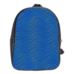 Blue Wave Abstract Texture Seamless School Bag (large) by Loisa77